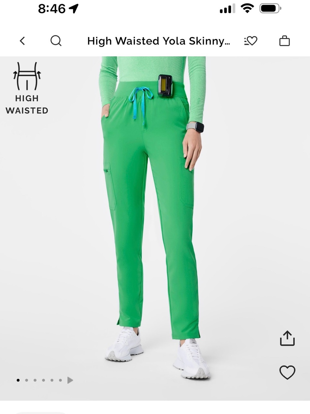 FIGS Scrub Top and Bottoms Set in Emerald - Picture 4 of 4
